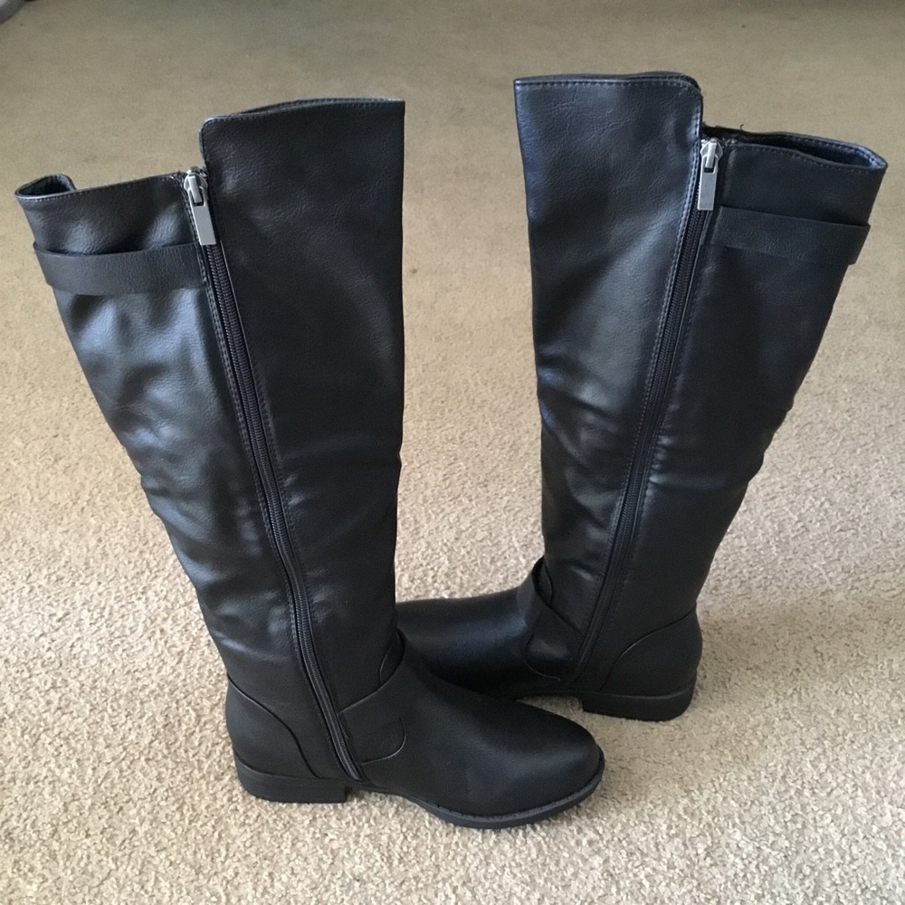 New Black Knee High Boots